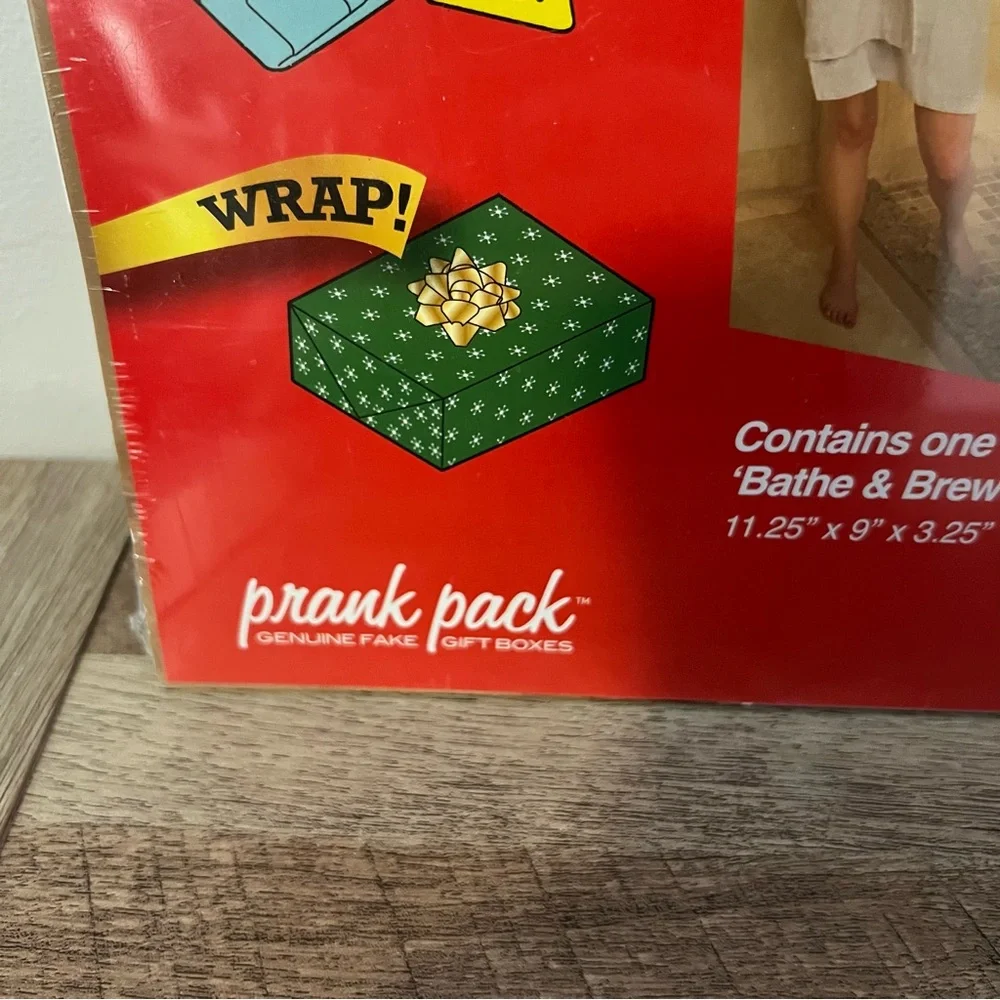 NEW Bathe & Brew Prank Fake Funny COFFEE MAKER SHOWER PARODY Joke Gift Box